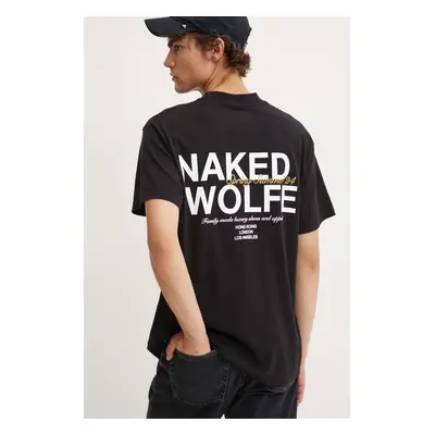 Bavlněné tričko Naked Wolfe černá barva, s potiskem, classic.tee