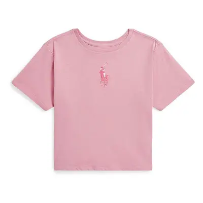 Dětské bavlněné tričko Polo Ralph Lauren růžová barva, 313941123002