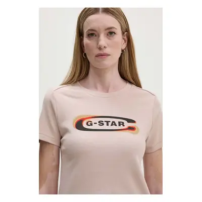 Bavlněné tričko G-Star Raw béžová barva, D25031-C812