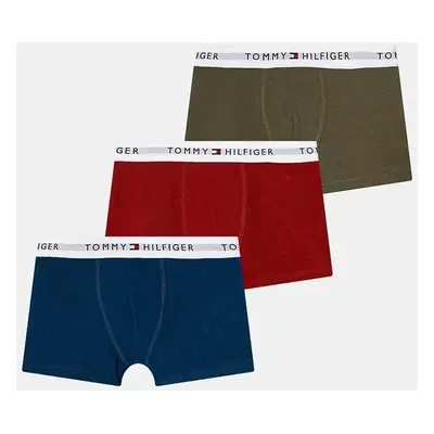 Dětské boxerky Tommy Hilfiger 3-pack zelená barva, UB0UB00573