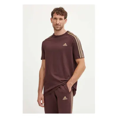 Bavlněné tričko adidas Essentials hnědá barva, IX0158