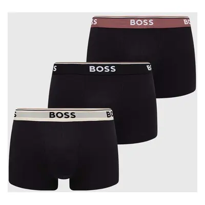 Boxerky BOSS 3-pack pánské, černá barva, 50517827