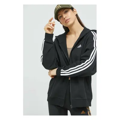 Mikina adidas dámská, černá barva, s kapucí, s aplikací, IC8782