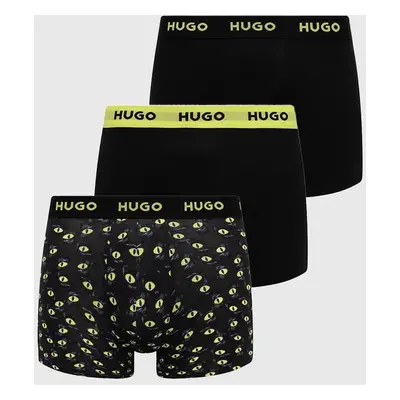 Boxerky HUGO 3-pack pánské, černá barva, 50517887