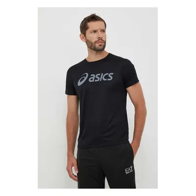 Běžecké tričko Asics černá barva, s potiskem