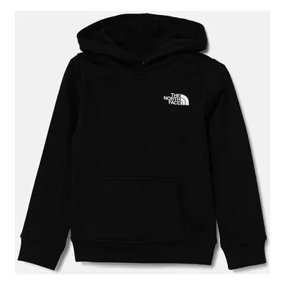 Dětská mikina The North Face REDBOX REGULAR P/O HOODIE černá barva, s kapucí, s potiskem, NF0A89