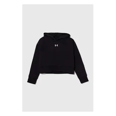 Dětská mikina Under Armour UA Rival Fleece Crop černá barva, s kapucí, melanžová