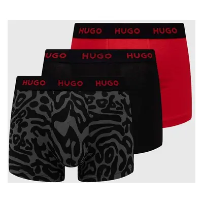 Boxerky HUGO 3-pack pánské, černá barva, 50517894