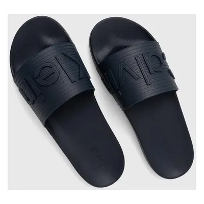 Pantofle Calvin Klein HM0HM01519 pánské, tmavomodrá barva, POOL SLIDE