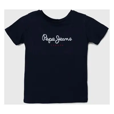 Dětské bavlněné tričko Pepe Jeans NEW ARTN tmavomodrá barva, s potiskem, PB503920