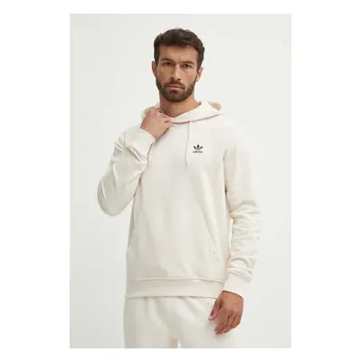 Bavlněná mikina adidas Originals pánská, béžová barva, s kapucí, s aplikací, IX7669