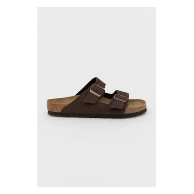 Nubukové pantofle Birkenstock Arizona hnědá barva