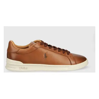 Kožené sneakers boty Polo Ralph Lauren Hrt Ct Ii hnědá barva