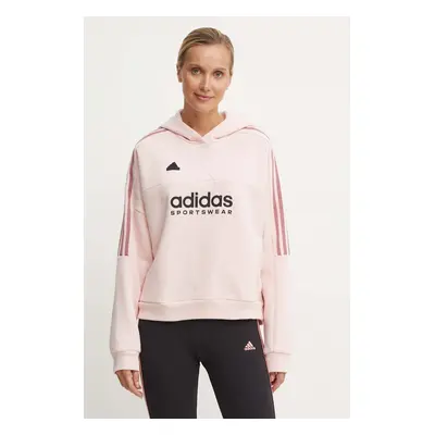 Tepláková mikina adidas Tiro růžová barva, s kapucí, s aplikací, IX3527