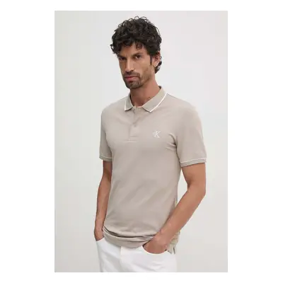 Polo tričko Calvin Klein Jeans béžová barva, J30J315603