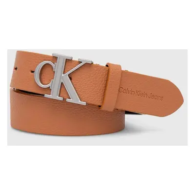 Kožený pásek Calvin Klein Jeans dámský, oranžová barva, K60K612377