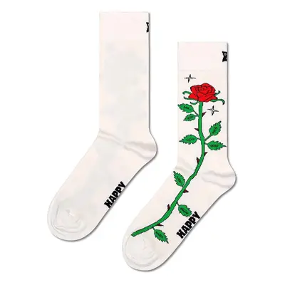 Ponožky Happy Socks Rose Sock bílá barva, P001343