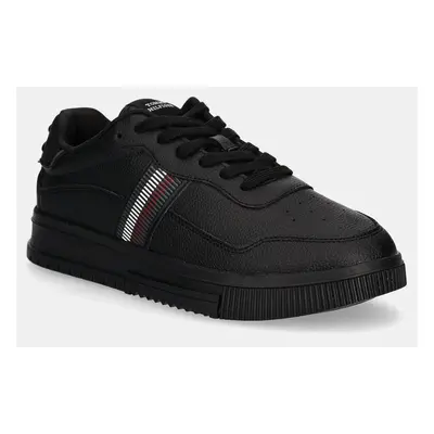 Sneakers boty Tommy Hilfiger SUPERCUP STRIPES TUMBLED LTH černá barva, FM0FM05300