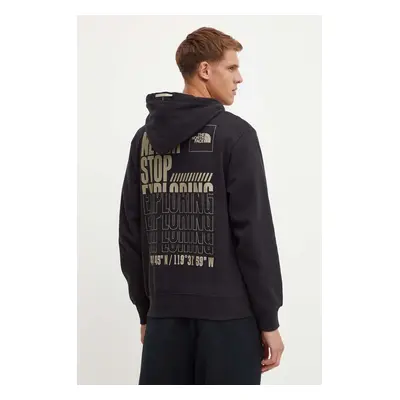 Bavlněná mikina The North Face Coordinates Hoodie pánská, černá barva, s kapucí, s potiskem, NF0