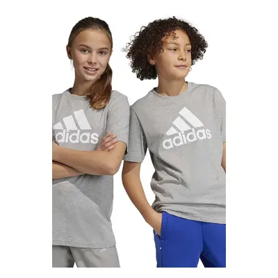 Dětské bavlněné tričko adidas U BL šedá barva, s potiskem