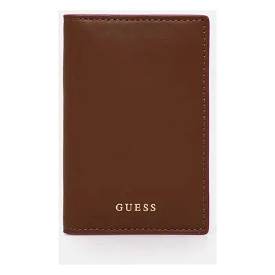 Kožené pouzdro na karty Guess hnědá barva, RW1654 P4301