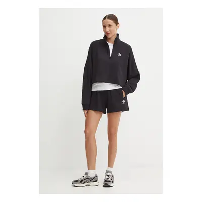 Bavlněná mikina adidas Originals Essential dámská, černá barva, hladká, IW5726