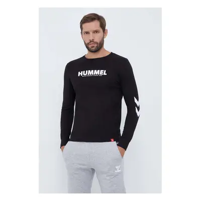 Bavlněné tričko s dlouhým rukávem Hummel hmlLEGACY T-SHIRT LS černá barva, s potiskem, 212573