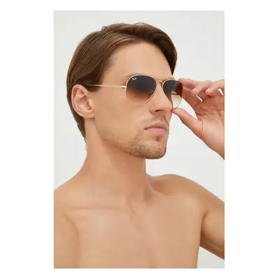 Brýle Ray-Ban AVIATOR METAL II pánské, zlatá barva, 0RB3689