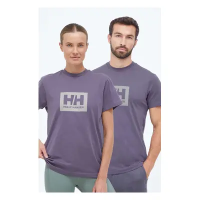 Bavlněné tričko Helly Hansen TOKYO fialová barva, s potiskem, 53285