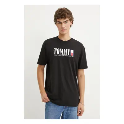 Tričko Tommy Jeans černá barva, s potiskem, DM0DM18533