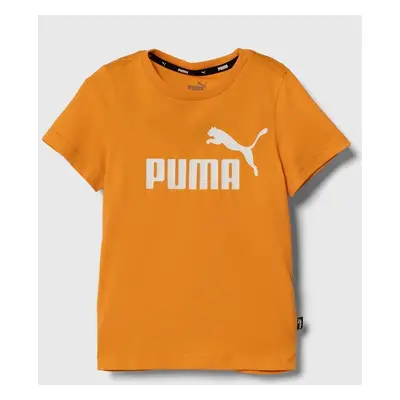 Dětské bavlněné tričko Puma oranžová barva, s potiskem