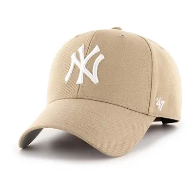 Čepice s vlněnou směsí 47brand MLB New York Yankees béžová barva, s aplikací, B-MVP17WBV-KHB