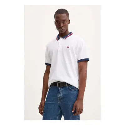 Bavlněné polo tričko Levi's bílá barva