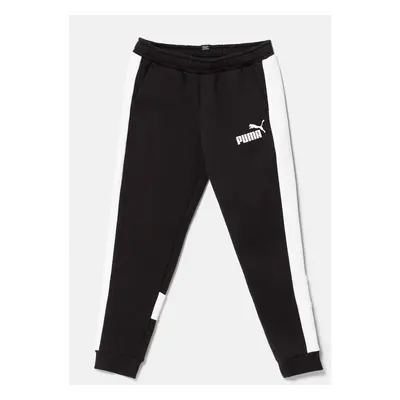 Dětské bavlněné tepláky Puma ESS BLOCK Sweatpants černá barva, 681821