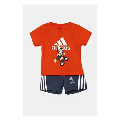 Dětská bavlněná souprava adidas x Disney, I DY MM T SET červená barva, IV9648