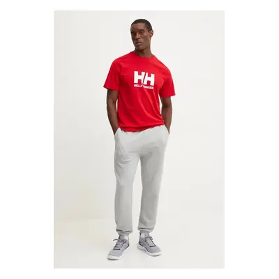 Bavlněné tričko Helly Hansen HH LOGO červená barva, s potiskem, 30396