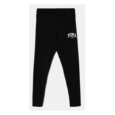 Dětské legíny Puma SQUAD High-Waist Leggings G Bl černá barva, s potiskem, 681782