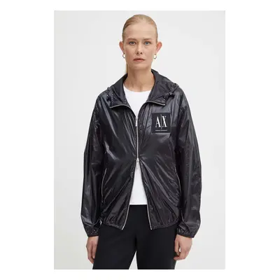 Bunda Armani Exchange dámská, černá barva, přechodná, oversize, 8NYB45 YNYNZ