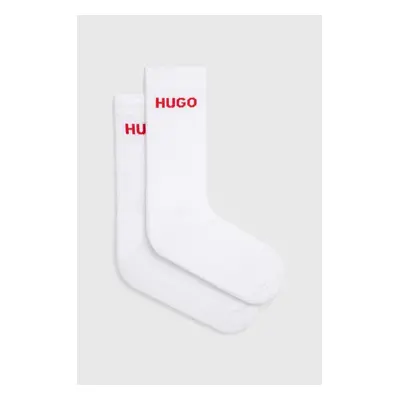 Ponožky HUGO 6-pack pánské, bílá barva