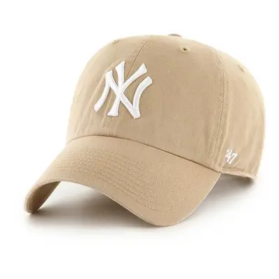 Bavlněná baseballová čepice 47 brand MLB New York Yankees béžová barva, s aplikací, B-NLRGW17GWS