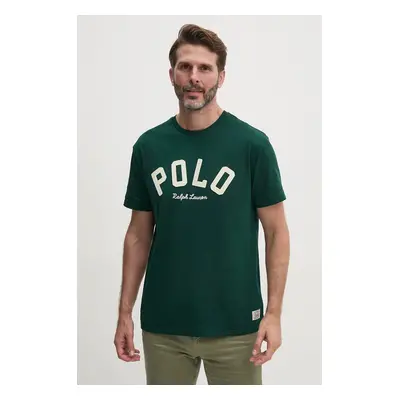 Bavlněné tričko Polo Ralph Lauren zelená barva, s aplikací, 710952043