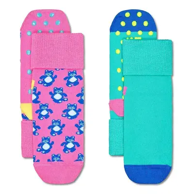 Dětské ponožky Happy Socks Kids Antislip 2-Pack Teddy Bear Socks 2-pack růžová barva, P001485