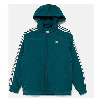 Dětská bomber bunda adidas Originals BOMBERACKET zelená barva, IY0015