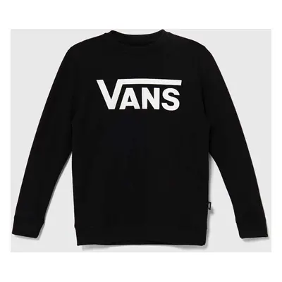 Dětská bavlněná mikina Vans CLASSIC II CREW černá barva, s potiskem, VN000K99BLK1