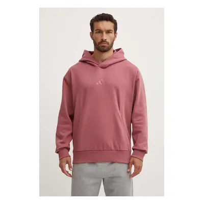 Mikina adidas All SZN pánská, růžová barva, s kapucí, hladká, IY4136