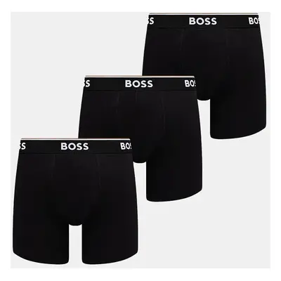 Boxerky BOSS 3-pack pánské, černá barva, 50475282