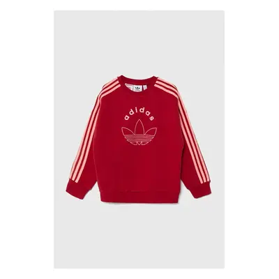 Dětská mikina adidas Originals CREW červená barva, s potiskem, IY9548