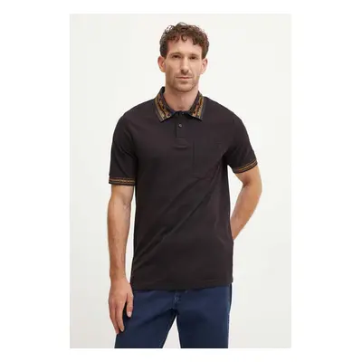 Bavlněné polo tričko Versace Jeans Couture černá barva, 77GAGT04 CJ01T