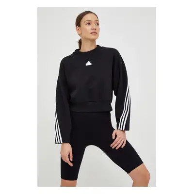 Mikina adidas dámská, černá barva, s aplikací