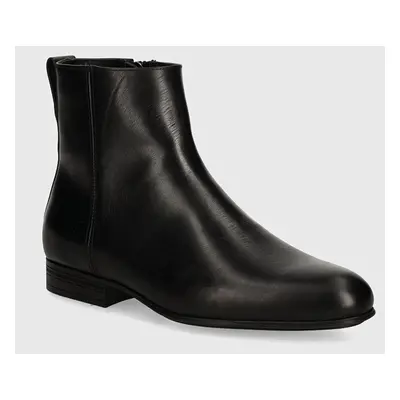 Kožené boty Calvin Klein HM0HM01501 pánské, černá barva, BOOT W ZIP LTH